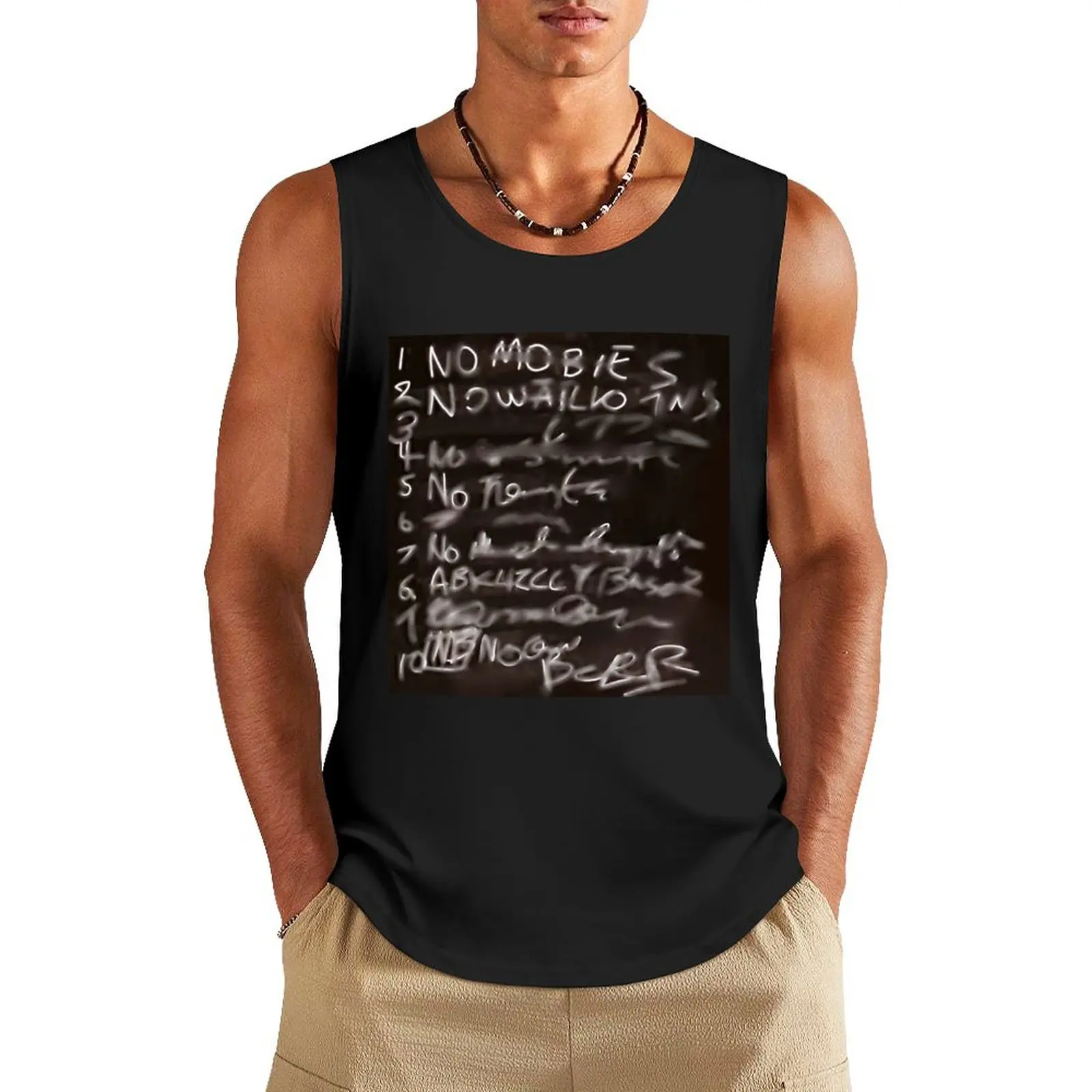 

Black Books Blackboard, we'll have none of that - Bernard Tank Top gym t-shirts man Man gym clothes sleeveless tshirts for men