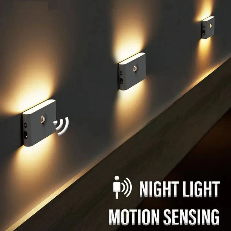 

LED Induction Night Light Human Body Infrared Closet Lights Type-C Charging Magnetic Suction Wall Lamp for Bedroom Stair Toilet