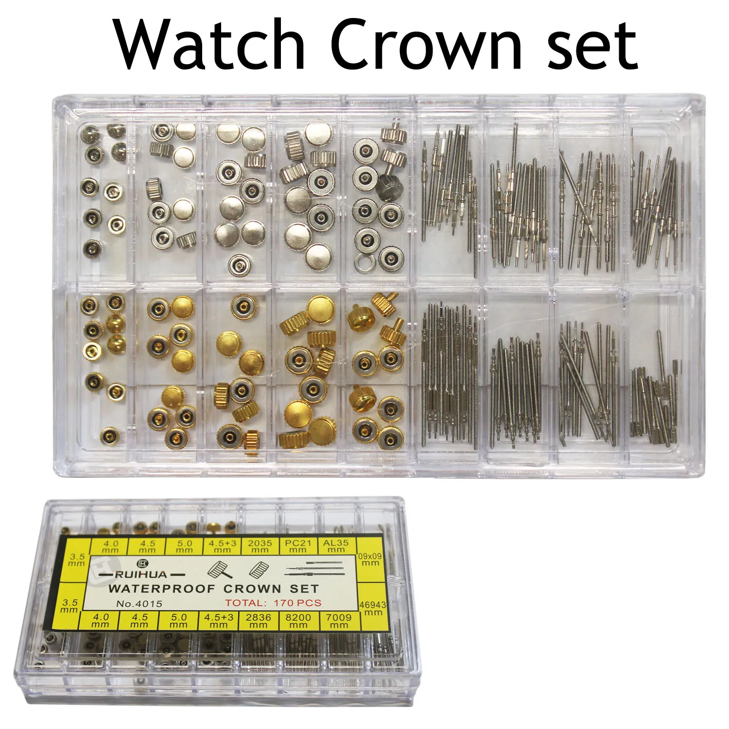 Waterproof Stainless Steel Watch Crown Link Pins Spring Bar Set Replaces for Watchmakers Watch Repiar Accessories