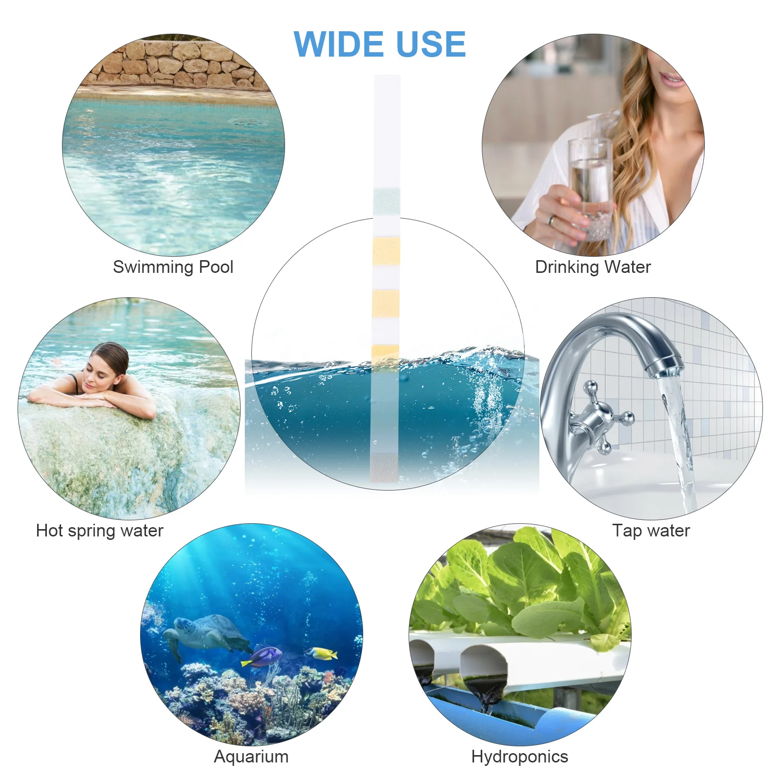 

50Pcs Pool PH Test Paper Multi-Function Test Strips for Water Quality Hardness Alkalinity Swimming