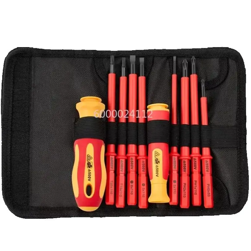 Insulated Screwdriver Set with Magnetic Case Interchangeable Blades 500V Home & Professional Electricians Tools