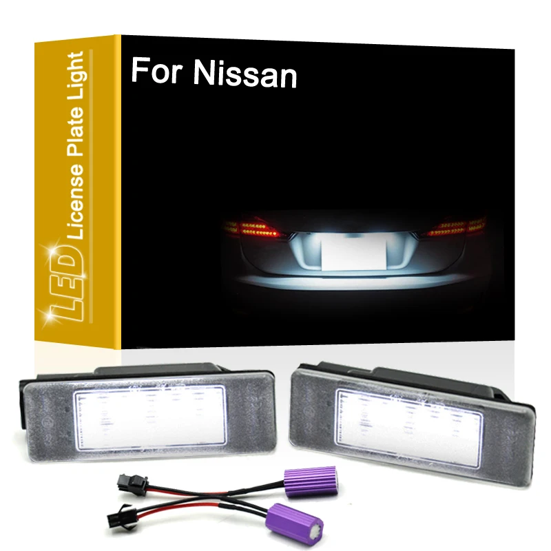 12V LED Number Plate Lamp For Nissan Primera Teana Pathfinder Qashqai X-Trail Juke March White License Plate Light Assembly