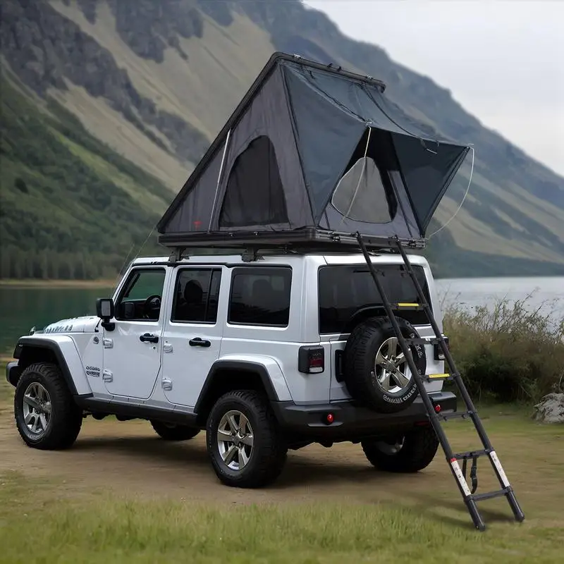Tente de toit rigide imperméable 2-3 personnes avec échelle télescopique et matelas épais pour SUV, Jeep, pick-up, voyage et camping