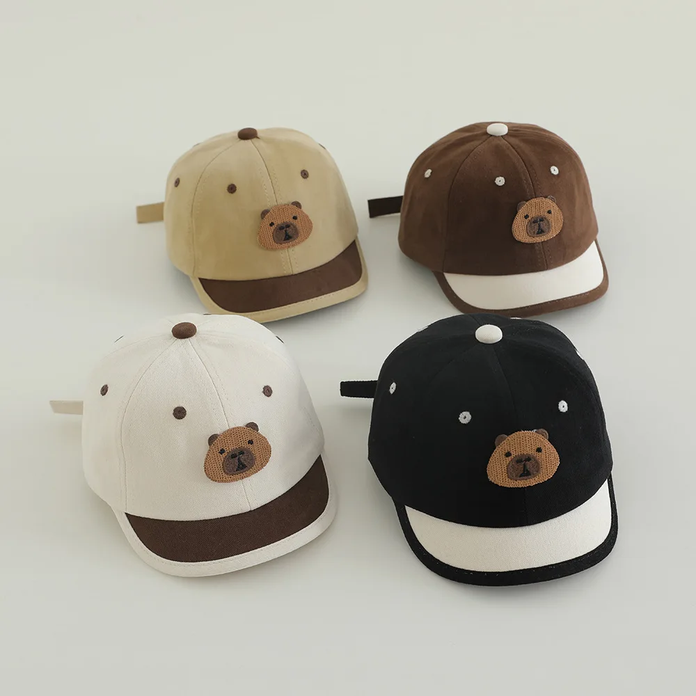 Miniso 春と秋のファッション対照的な子供の野球帽少年少女ベビー日焼け止め太陽の帽子かわいいカピバラ野球帽