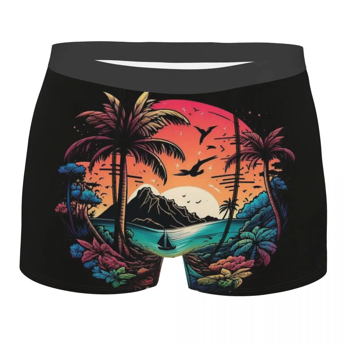 Calzoncillos con estampado de cómics Retro para hombre, ropa interior con rodillo de mano de palmera, impresión muy transpirable, Idea de regalo de alta calidad