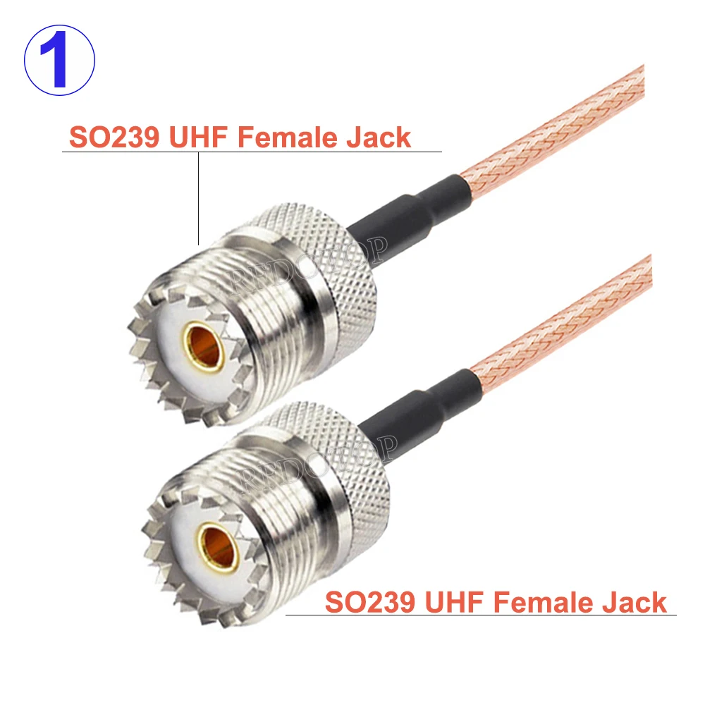 RG316 Cable UHF SO239 Female to UHF Female Jack 50Ohm RF Coaxial Antenna Extension Pigtail for CB Radio Ham Radio FM Transmitter