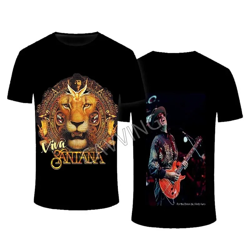 New Fashion Double Sides Santana Band  Streetwear Gothic Top Harajuku Cotton Unisex T-shirts     AI2