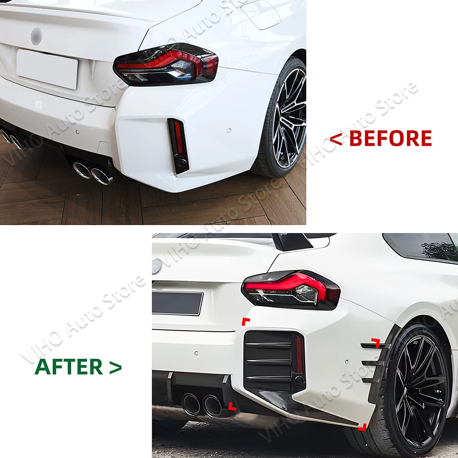 For BMW M2 G87 2023 2024 ABS Car Rear Side Bumper Lower Air Vent MP Wind Spoiler Cover Body Kits Tuning Splitter Diffuser Trim