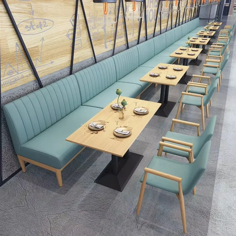 Modern Luxury Wooden Panel Booth Seating Sofa for Restaurants Coffee Shops Malls-Restaurant Furniture Set