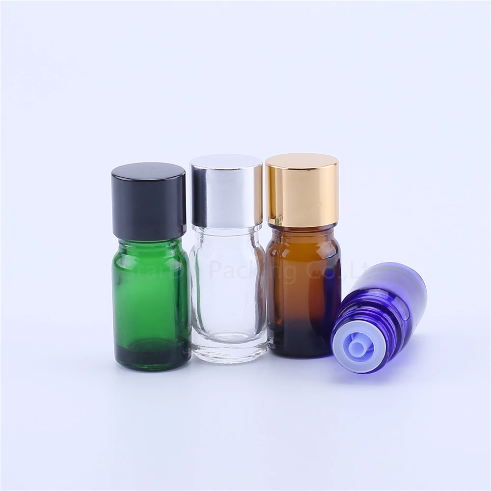 Bottiglie di vetro da 10 pezzi da 5 ml Bottiglie vuote per bottiglie porta liquidi per profumo di olio essenziale + tappo portatile