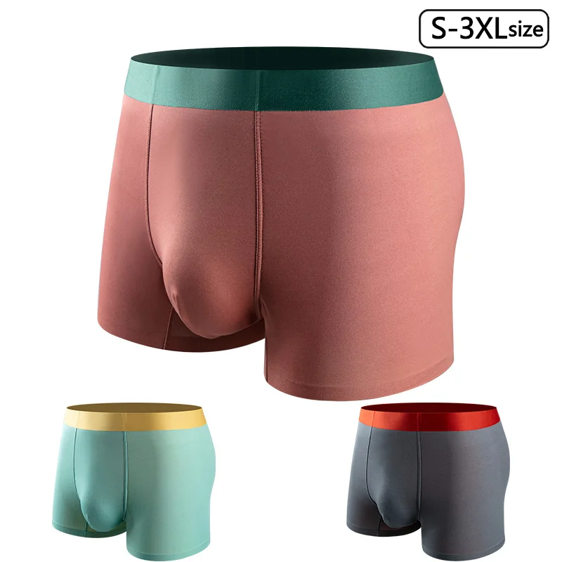 3 conjunto seluar dalam elastik lelaki bernafas seluar rata warna murni yang baik