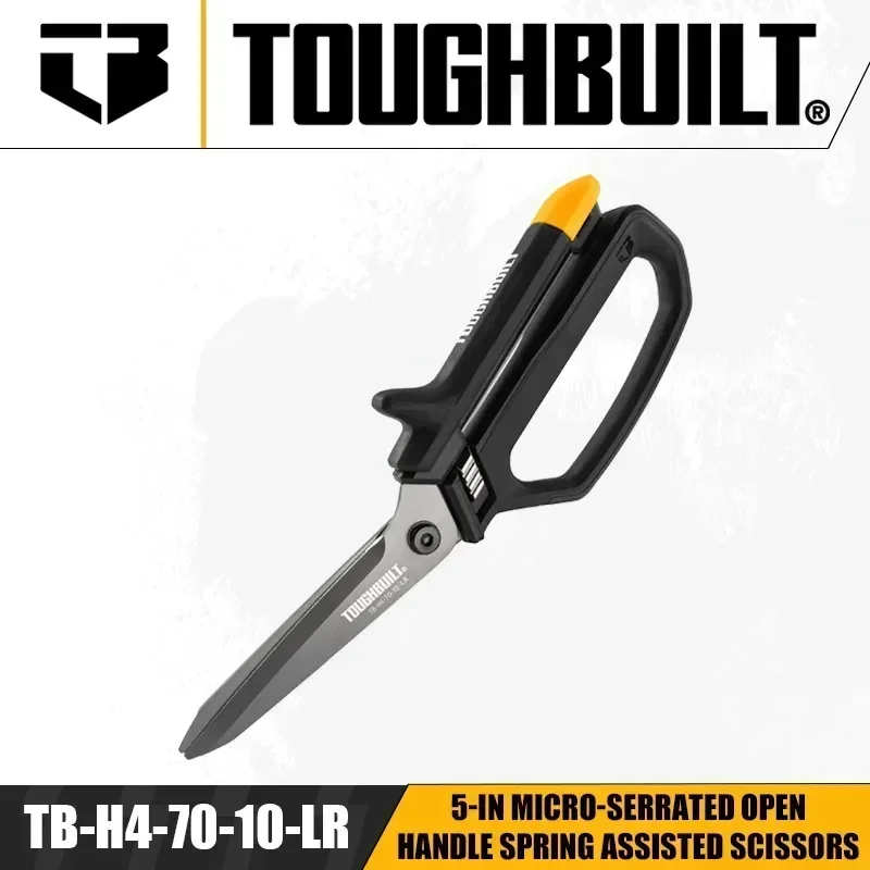 TOUGHBUILT TB-H4-70-10-LR 5-Zoll-Mikrogezierte, federunterstützte Schere mit offenem Griff, Handwerkzeuge
