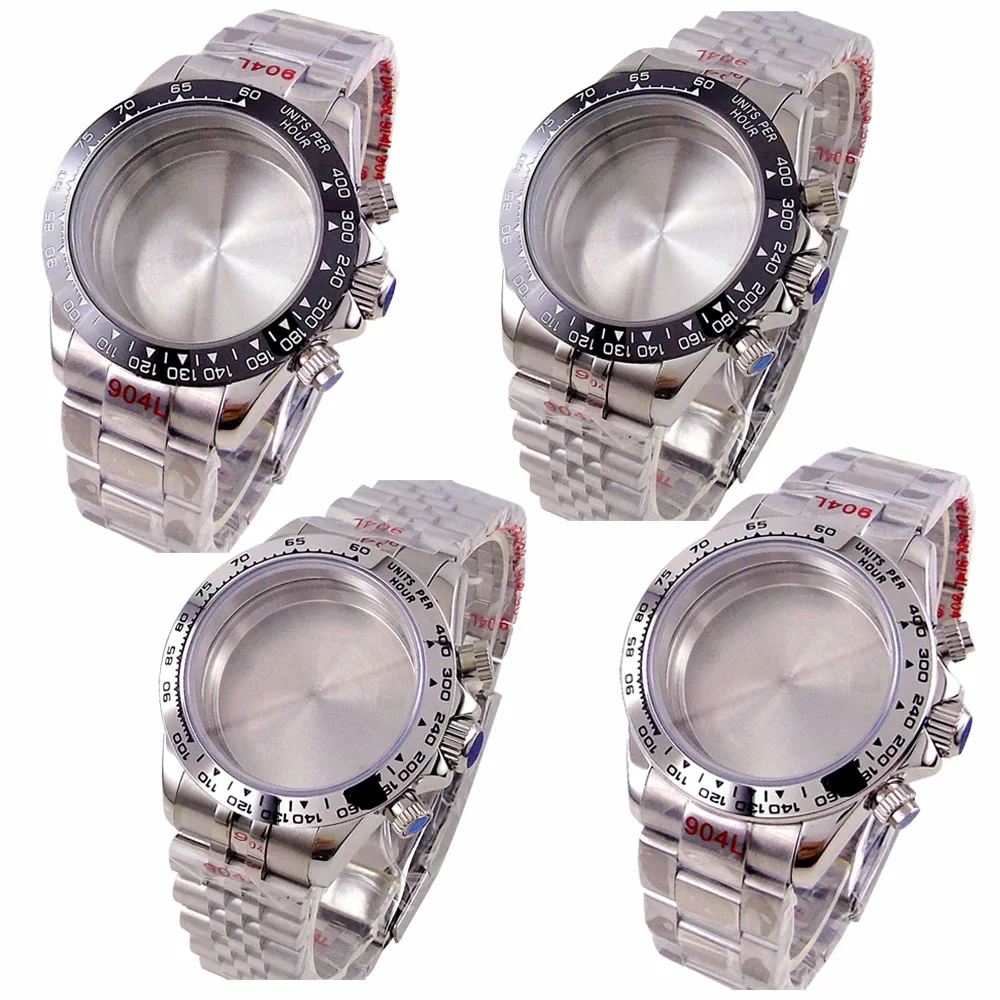 

39 мм VK63 Замена корпуса часов для модели DAYTONA, подходит для часов VK63 VK64, кварцевый механизм, сапфировый хронограф, секундомер