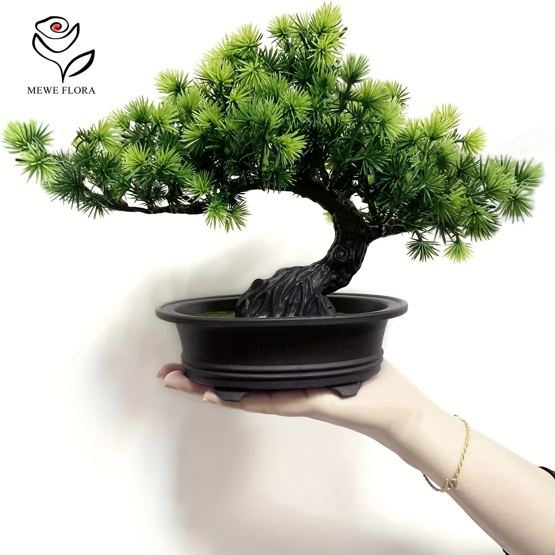 1pcs Artificial Bonsai Tree Fake Pine Artifical Green Plant Home Room Garden Decoration Welcoming Pine Bonsai Office Table Decor