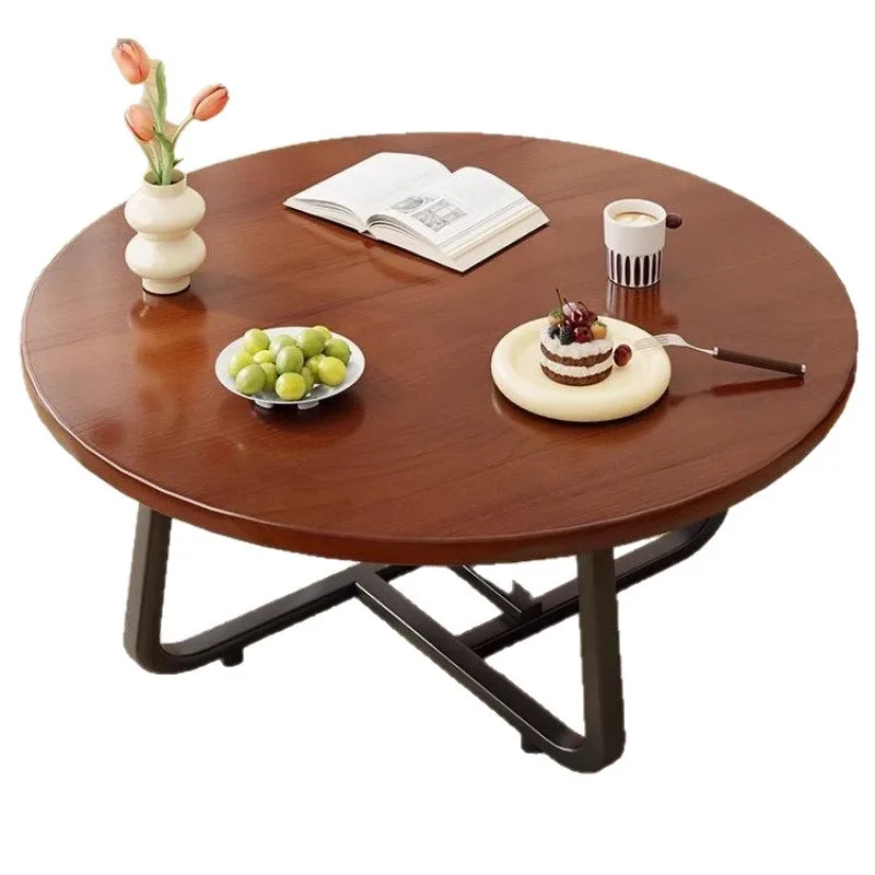 

Round tea table simple multi-layer tea table living room home retro reception table
