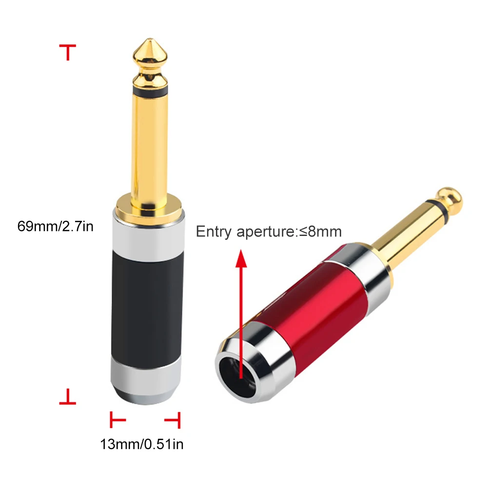 أحادية وصلات صوت مطلية بالذهب 6.35 مللي متر أحادية ذكر جاك لحام موصل مكبر للصوت ميكروفون جاك التوصيل ل الغيتار المتكلم كابل مساعد