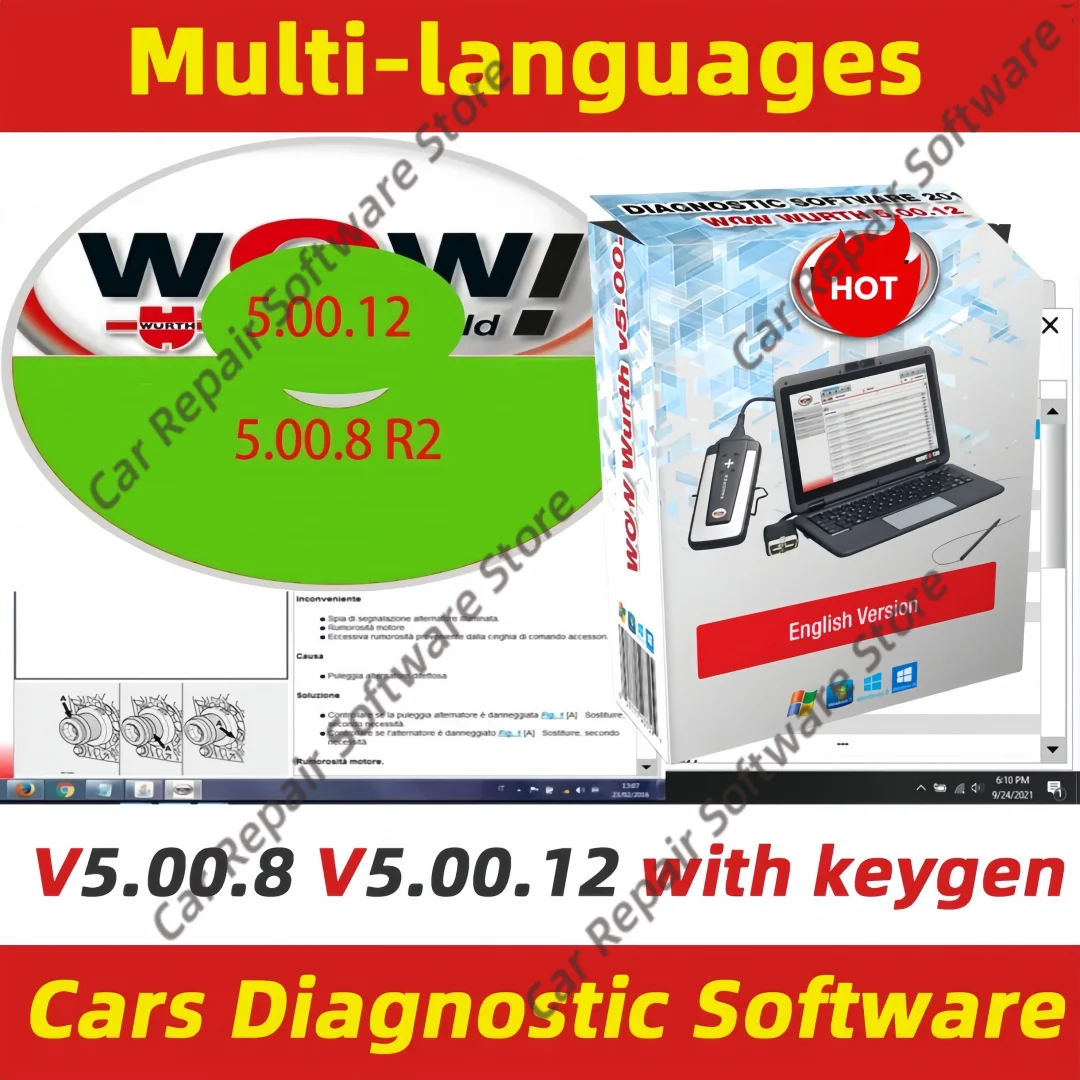 

Горячая распродажа 2025 года W-ur-th WOW V5.00.12 5.00.8 R2, программное обеспечение для ремонта, многоязычное с Keygen для диагностического инструмента Tcs Multi-diag Cars