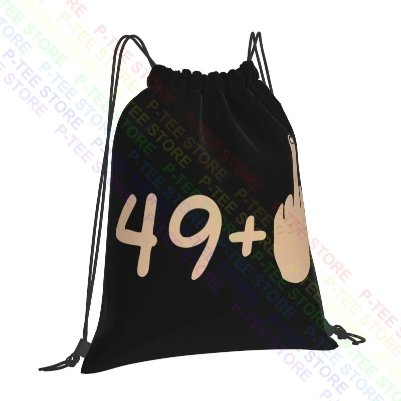 49 Plus 1 Gesture Rude Middle Finger Age Joke Drawstring Bags Gym Bag Print Creative Storage Bag Multi-function