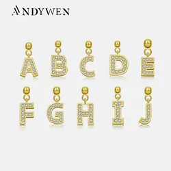 ANDYWEN 925 Sterling Silver personalizza lettera A-Z ciondolo Charm Aalphabet Beads per collana girocollo con catena universale