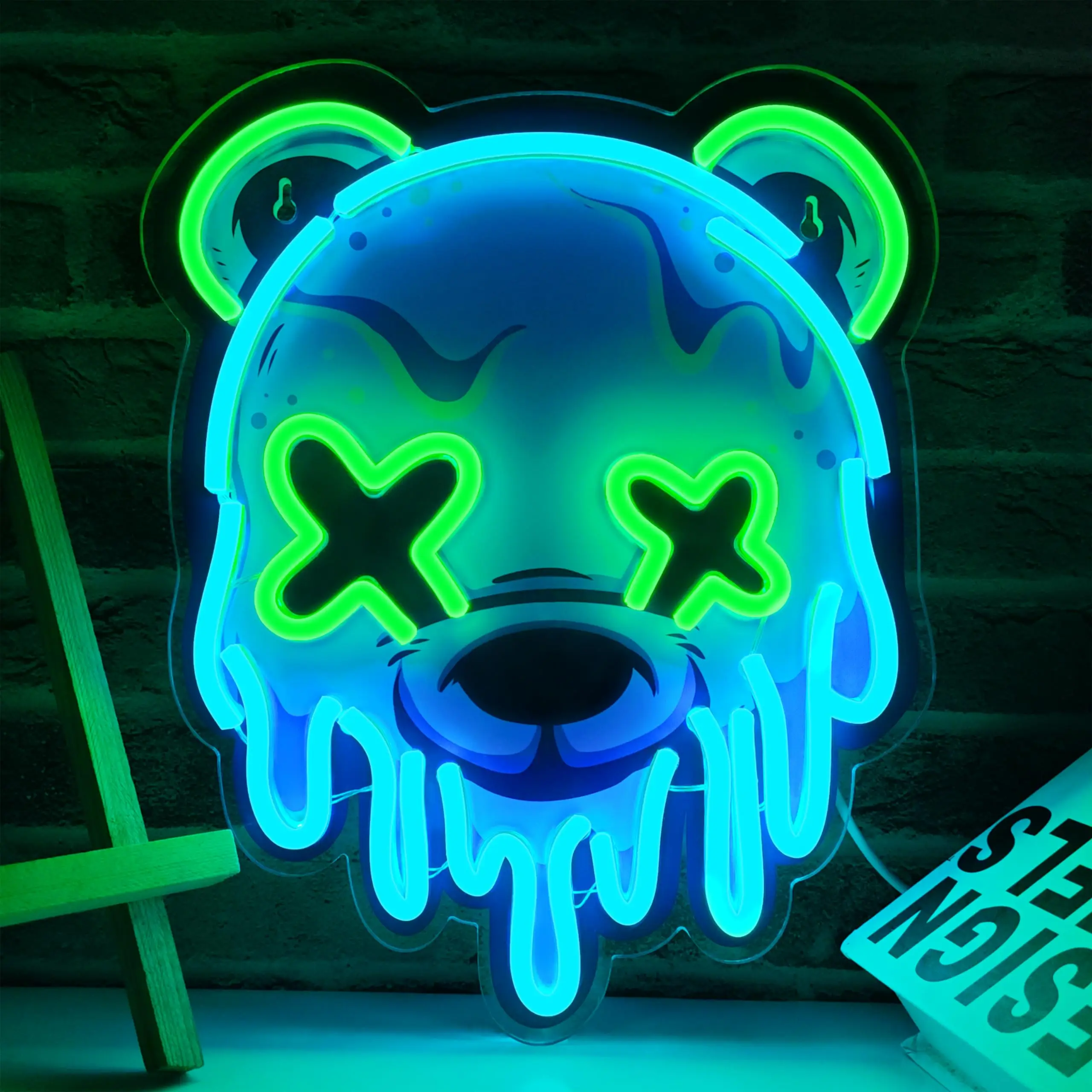 Ice Bear Neon Sign for Teenagers' Room Decor Cartoon Dimmable Led Sign for Zoos Amusement Parks Dormitory Club Concert Decor