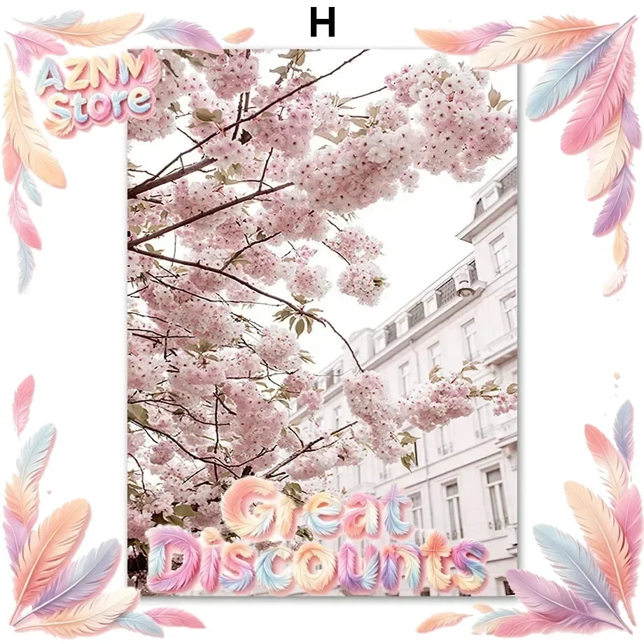 2026 Wall Art Canvas Painting Pink Sakura Rose Tulip Flower Landscape Nordic Posters And Prints Wall Pictures For Living Room