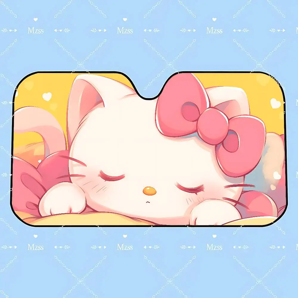 Penutup Pelindung Matahari Mobil Lipat Universal Ringan Motif Kartun Lucu H-Hello K-Kittys