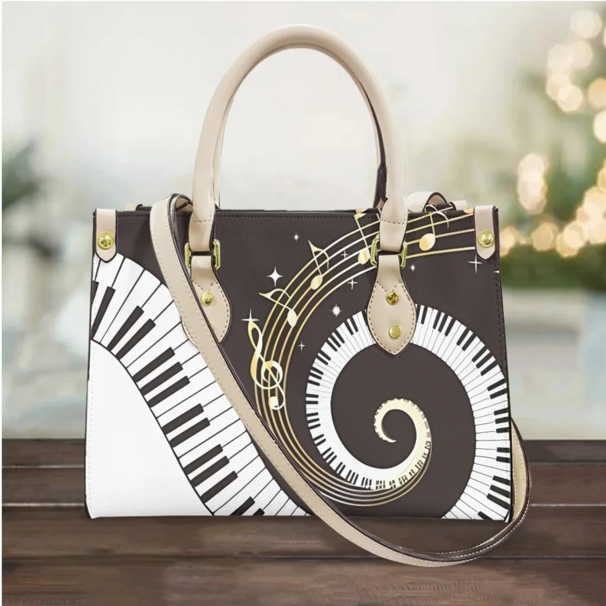 2023 Piano Key Notes Luxury Design Ladies Handbag Top Handle Retro PU Leather Elegant Messenger Bag Outdoor Casual Shopping Bag