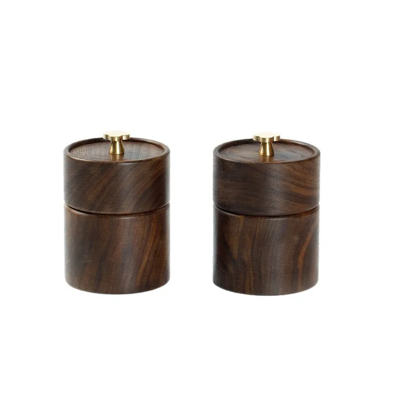 YJQ black walnut floss toothpick box multi-function with lid storage box home creative double grid