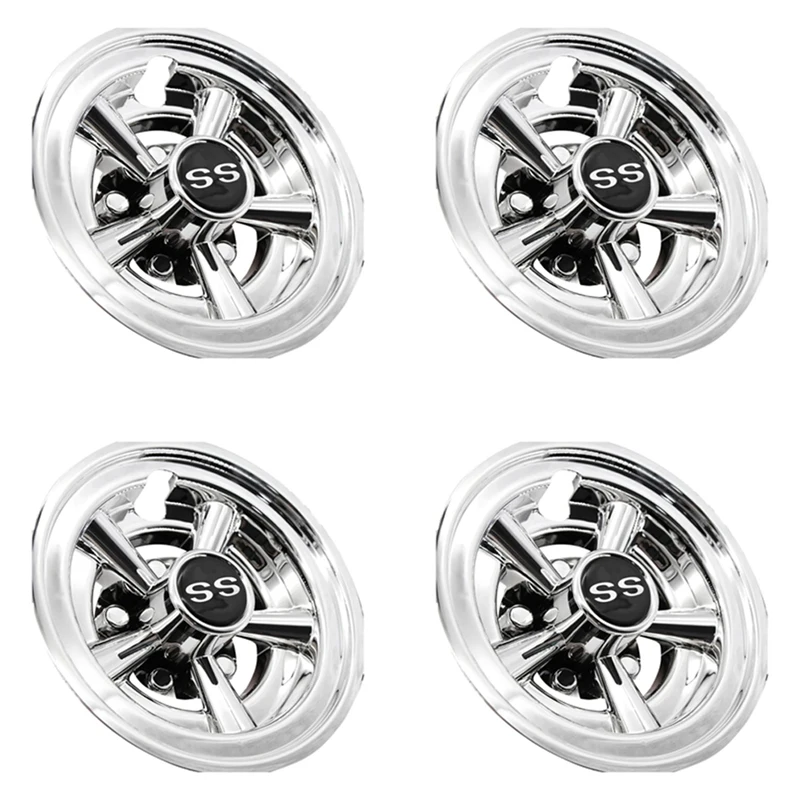 4Pcs 8Inch SS Golf Cart Wheel Covers, 5 Spoke Design Hub Cap For Golf Carts For Club Car, EZGO, Yamaha