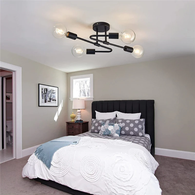 Chandelier Creative Living Room Bedroom Home Dining Nordic Minimalist Lights Fixture American Wrought Iron Ceiling Lamp