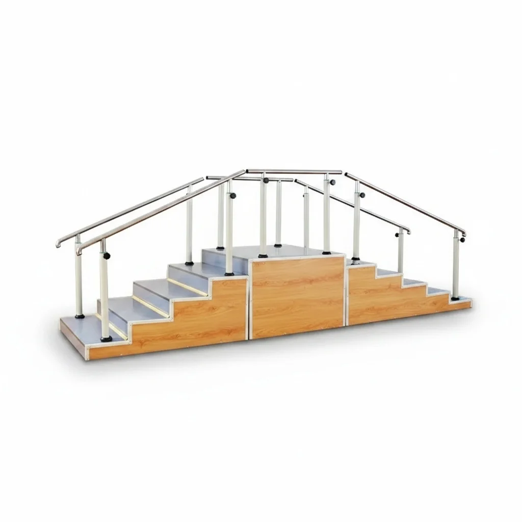 Rehabilitation Stairs, Wood Steel 339x87x136cm Two-way Training Ladder, Pediatric Physical Therapy Walking Trainer Steps
