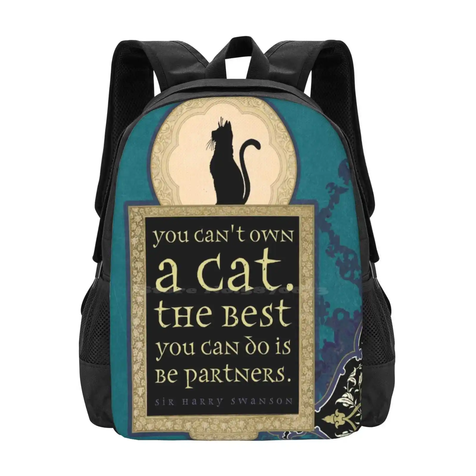 You Can'T Own A Cat School Bags Travel Laptop Backpack Cat Kitten Partners Friendship Feline Quote Harry Swansons Angi Ullins