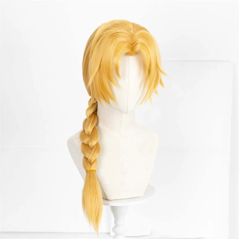 Parrucca da uomo in fibra ad alta temperatura cosplay intrecciata bionda Fullmetal Alchemist Edward Elric