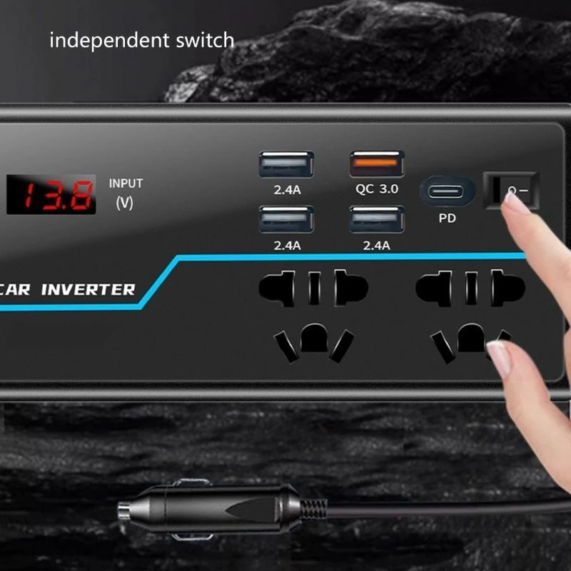 

y1gd Lightweight Car Inverter 12V/24V provide Stable Power Car Chargers for Camping