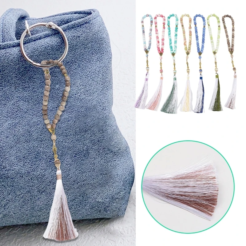 Traditional Muslims Prayer Beads with a Modern Twist Colorful Tassels Designs Wristband for Spiritual and Fashion Use D7YA
