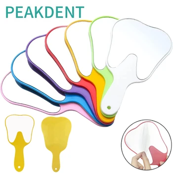 1 個かわいい歯科口検査ミラーハンドル壊れない歯の形状化粧鏡患者ハンドミラー歯科ギフト