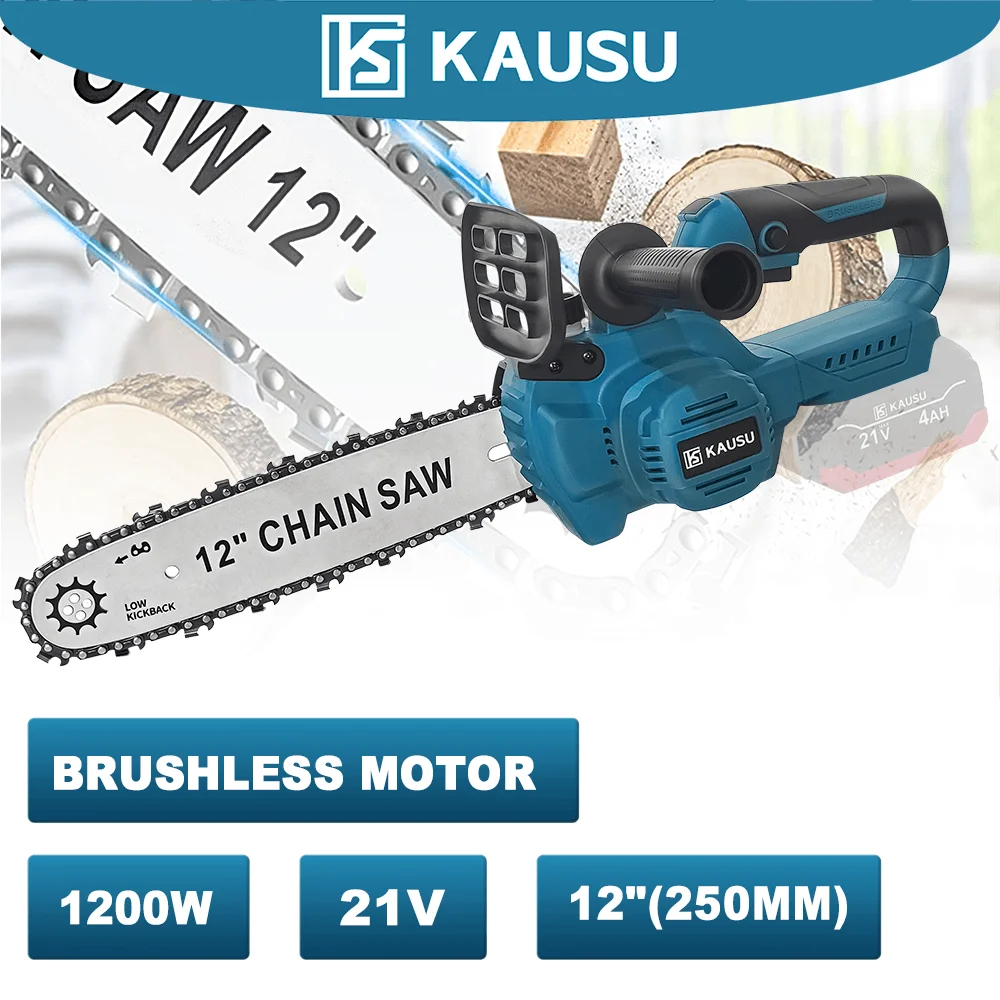 12Inch Brushless Electric Chainsaw 21V Cordless  Rechargeable Garden Cutting Logging Machine Power Tools For Makita 18V Battery