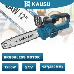 12Inch Brushless Electric Chainsaw 21V Cordless Woodworking Tool Garden Wood Cutter Portable Power Tool For Makita 18V Battery