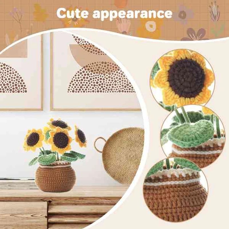 LJL-Crochet Yarn Sunflower Crochet Kit For Adults & Beginners, Crochet Accessories And Step-By-Step Manual(Sunflower)