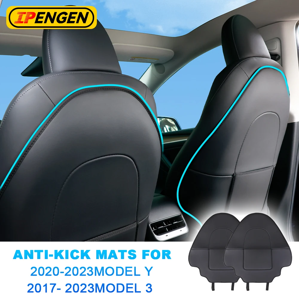 IPENGEN Car Seatback Protector for Tesla Model Y Model 3 Seat Back Protective Child Anti-Kick Mats Leather Interior Accessories