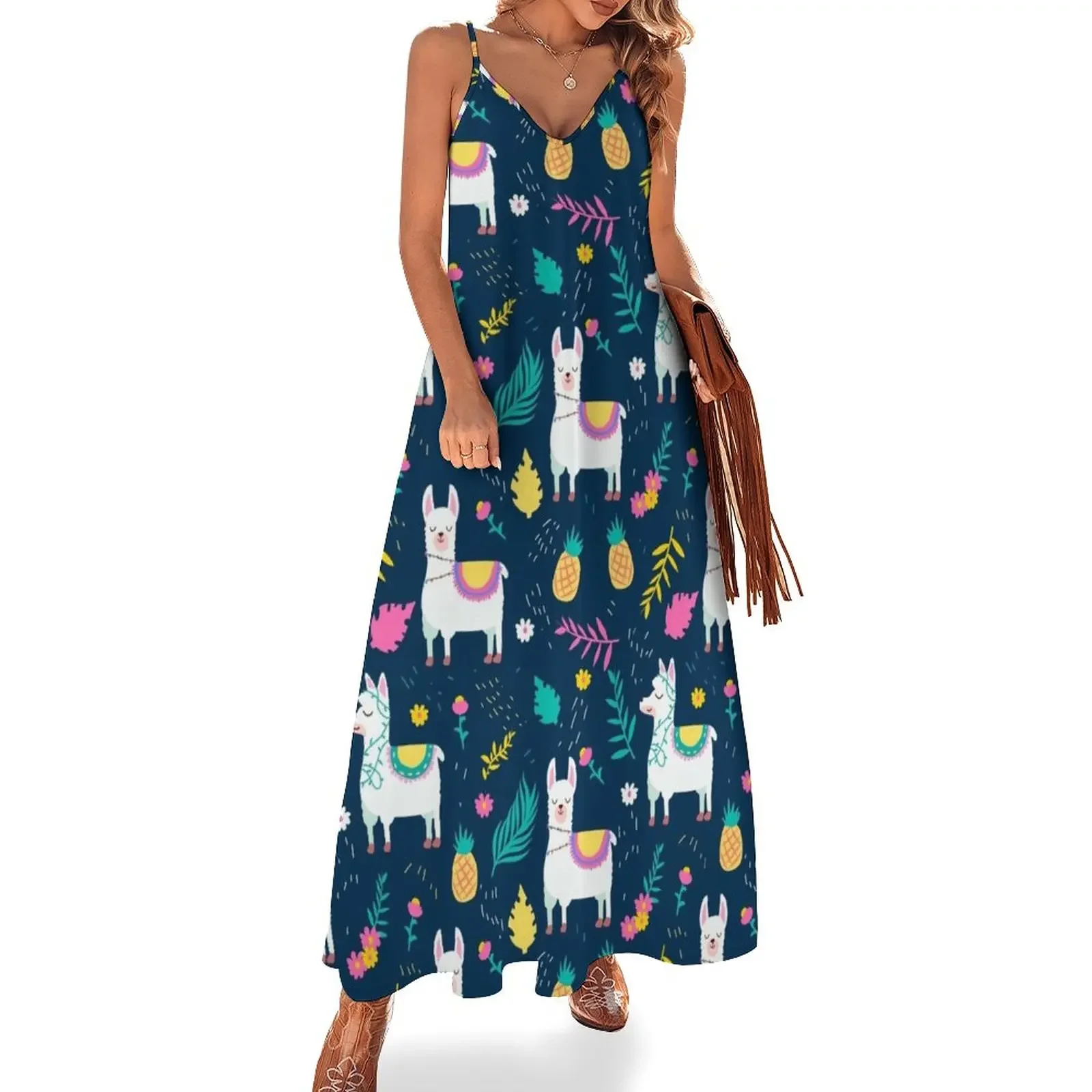 

Cute Llama Summer Pineapple Pattern for Kids Sleeveless Dress dresses for women 2025 women clothes