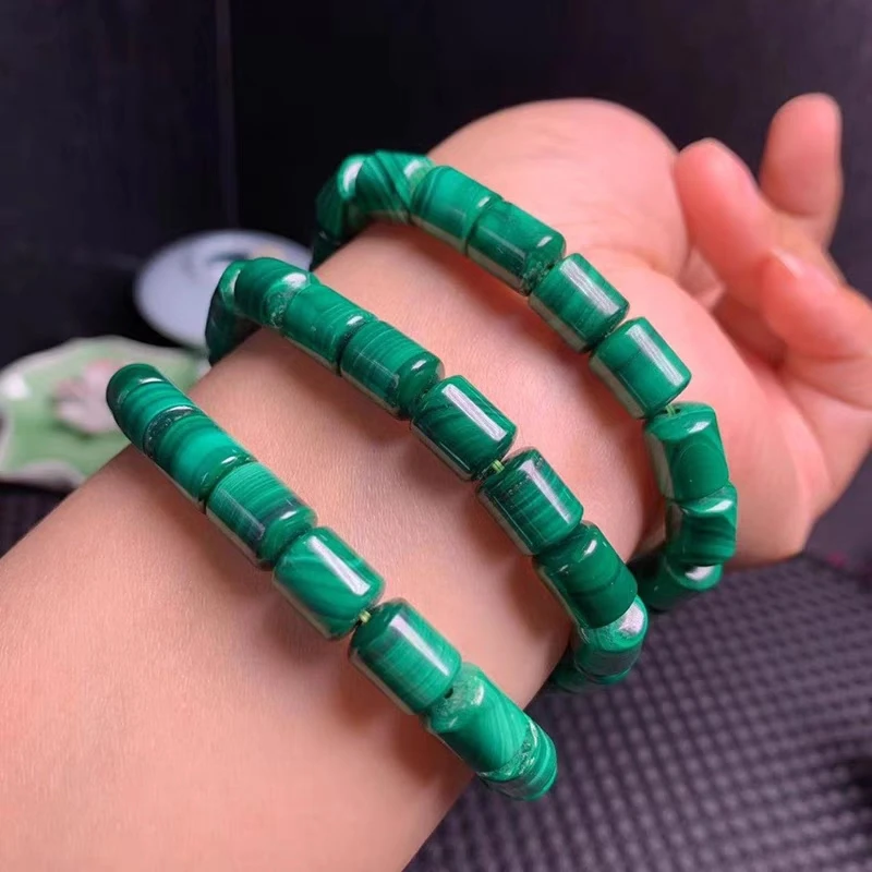 

Natural Green Malachite Chrysocolla Barrel Beads Bracelet 10x8mm Women Men Beads Green Malachite Jewelry AAAAAA