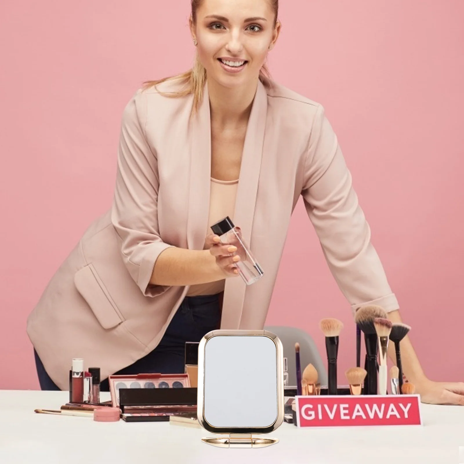 

Double Sided Makeup Mirror Tabletop Magnifying Folding Vanity Chic Modern Room Decoration Home Jewelry Shop Double Sided Mirror