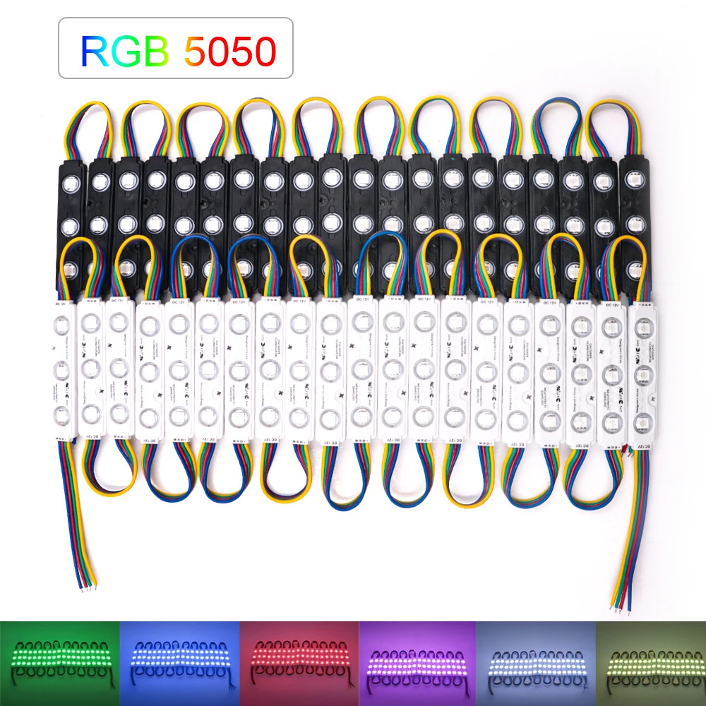 20pcs 12V RGB LED Module 5050 3LED Waterproof IP67 Injection Molding  High lumen Super Bright Led Modules Lighting