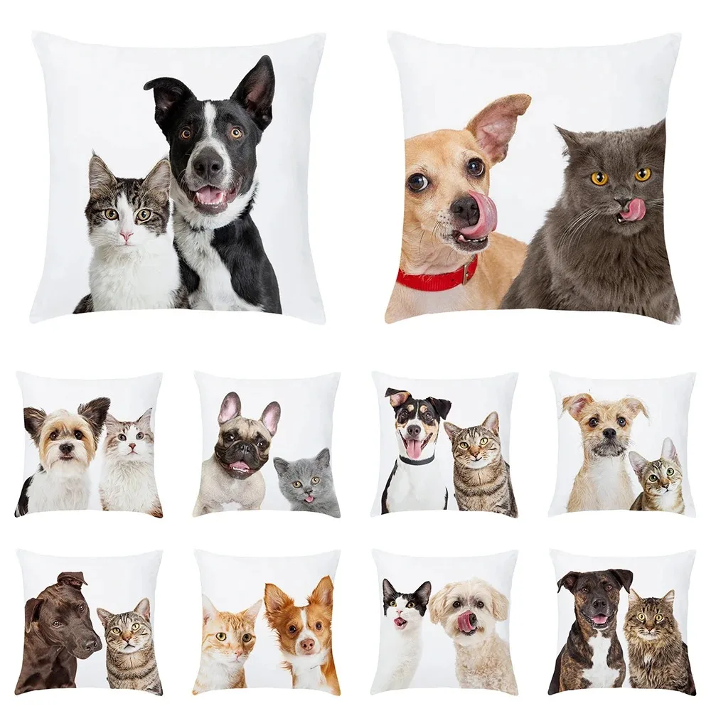 

Car Living Room Sofa Cushion Cover Luxury Home Decoration Pillow Cover Cute Dog Cat Pet Pattern Cushion Cover