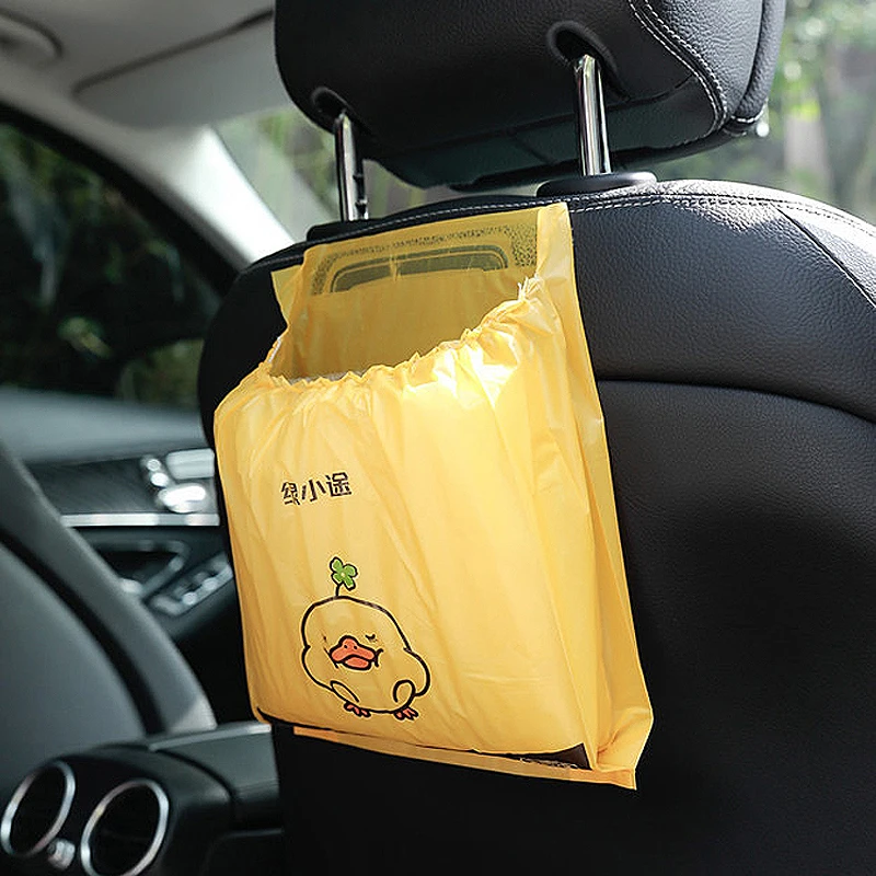 Cartoon Car Bin Bag Organizer Self-Adhesive Disposable Environmental Protection Plastic Bag Storage Box Car Accsesories Gadgets