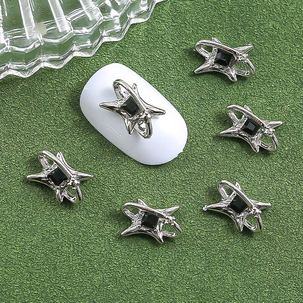 10pcs Alloy Surround Star Nail Art Charm 3D Punk Heart Star Asterism Starlight Nail Decor Parts DIY Luxury Nail Accessories