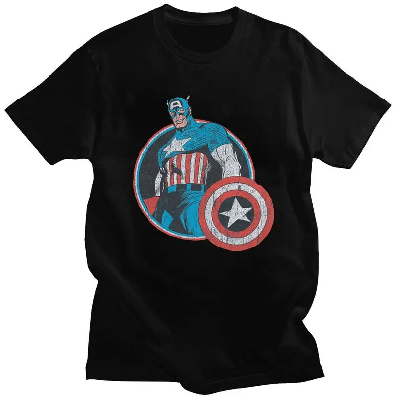 Custom Captain America Shield Film T Shirt Men T-shirts Casual Tee Tops Slim Fit Tshirt Gift