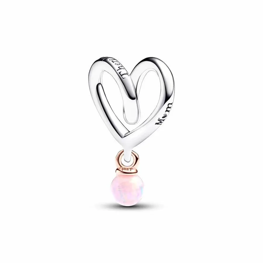 925 Sterling Silver Sparkling Rose Mom figlia Charm ciondolo perline Fit originale Pandora bracciale regalo gioielli donna fai da te