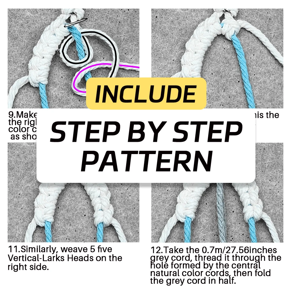 Bohemian Macrame Keychain Kit with Wood Beads - Beginner-Friendly DIY Handcraft Material Set for Making Keychain Charms